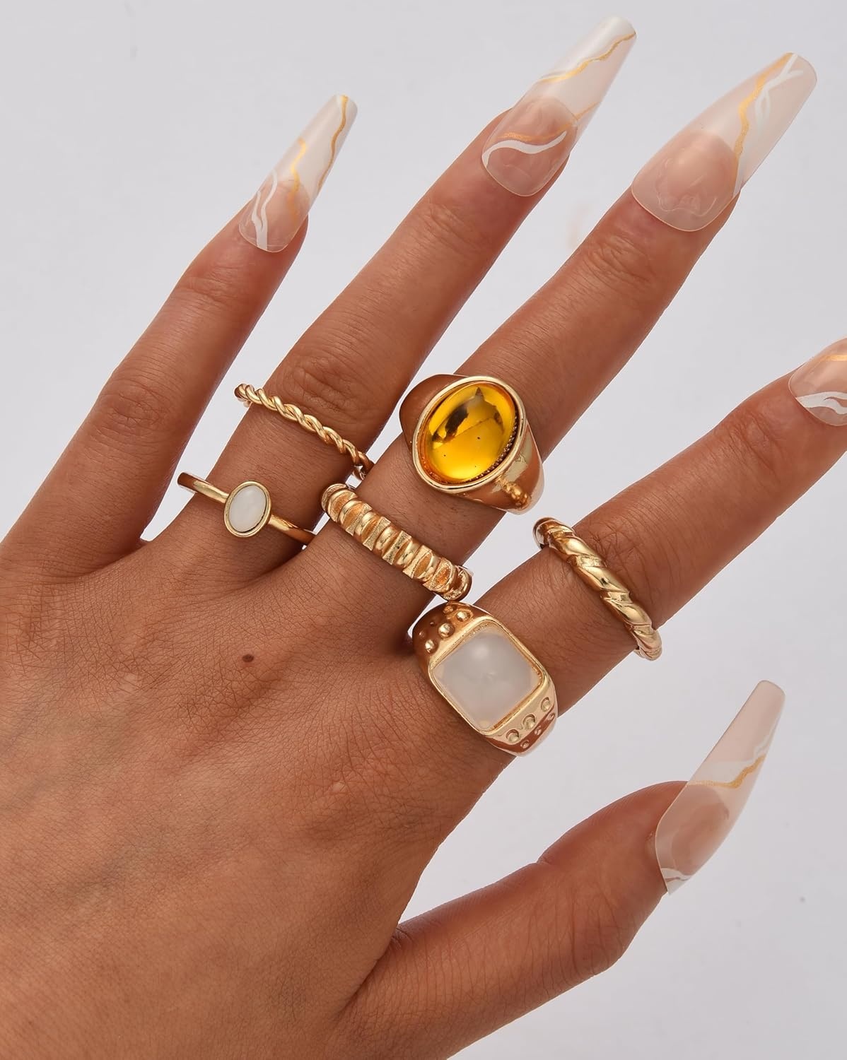 image:imageFAXHION 2460 Pcs Gold Stackable Rings for Women Knuckle Rings Chunky Gold Ring Set Dainty Stacking Cute Rings Multiple Sizes Cute Jewelry Set GiftMaillard 6 pcs