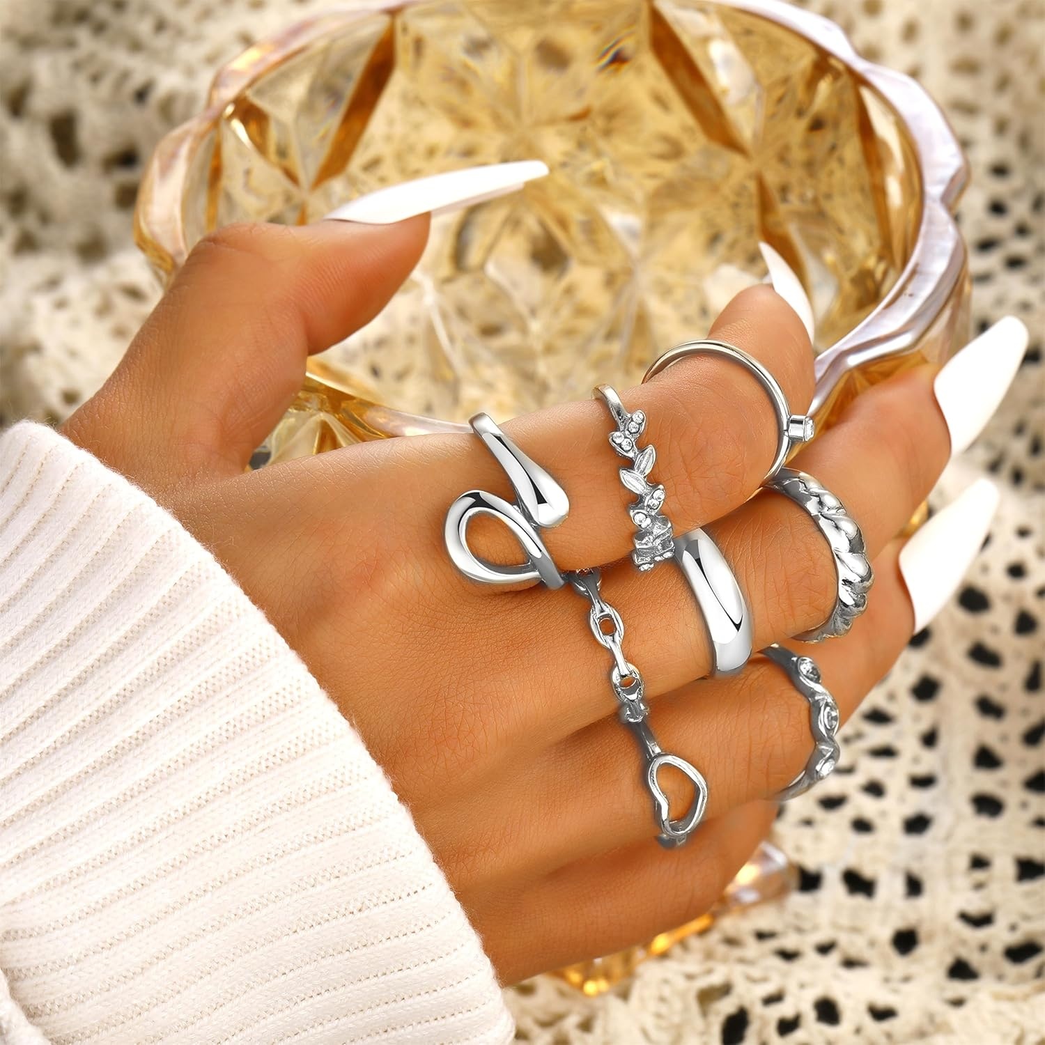 image:imageFAXHION 2460 Pcs Gold Stackable Rings for Women Knuckle Rings Chunky Gold Ring Set Dainty Stacking Cute Rings Multiple Sizes Cute Jewelry Set GiftSilver24 Pcs