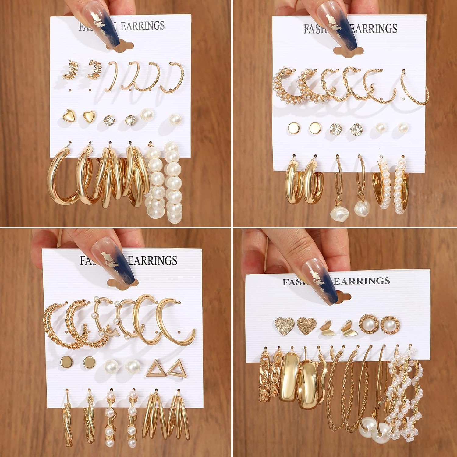 image:imageFAXHION 36 Pairs Gold Earrings Set for Women Fashion Pearl Chain Link Stud Drop Dangle Earrings Multipack Hoop Earring Packs Hypoallergenic Earrings for Birthday Party JewelryAgold