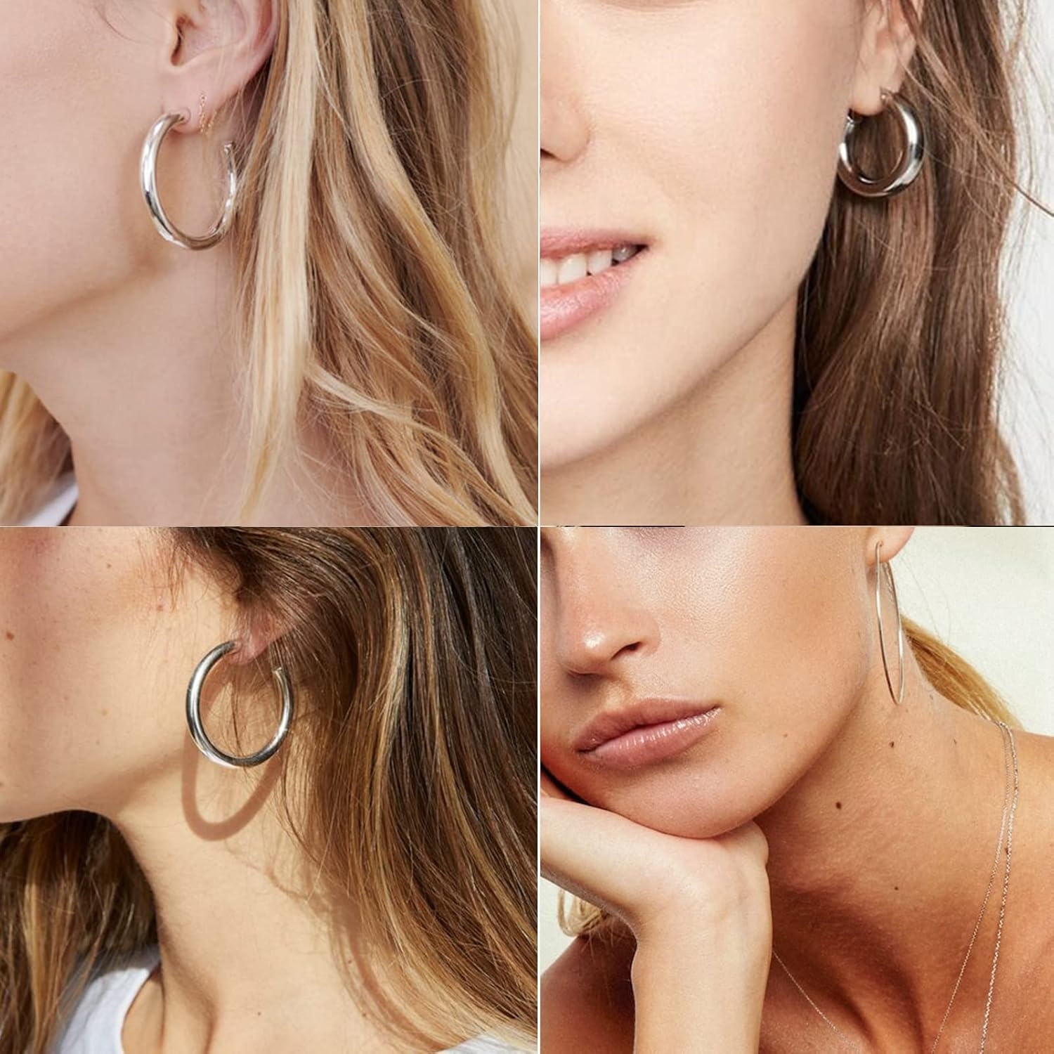 image:imageFAXHION 36 Pairs Gold Earrings Set for Women Fashion Pearl Chain Link Stud Drop Dangle Earrings Multipack Hoop Earring Packs Hypoallergenic Earrings for Birthday Party JewelryBsilver
