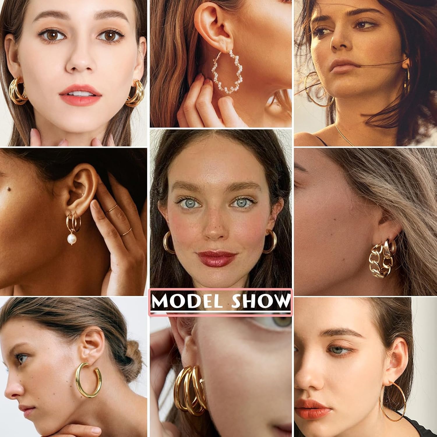 image:imageFAXHION 36 Pairs Gold Earrings Set for Women Fashion Pearl Chain Link Stud Drop Dangle Earrings Multipack Hoop Earring Packs Hypoallergenic Earrings for Birthday Party JewelryAgold