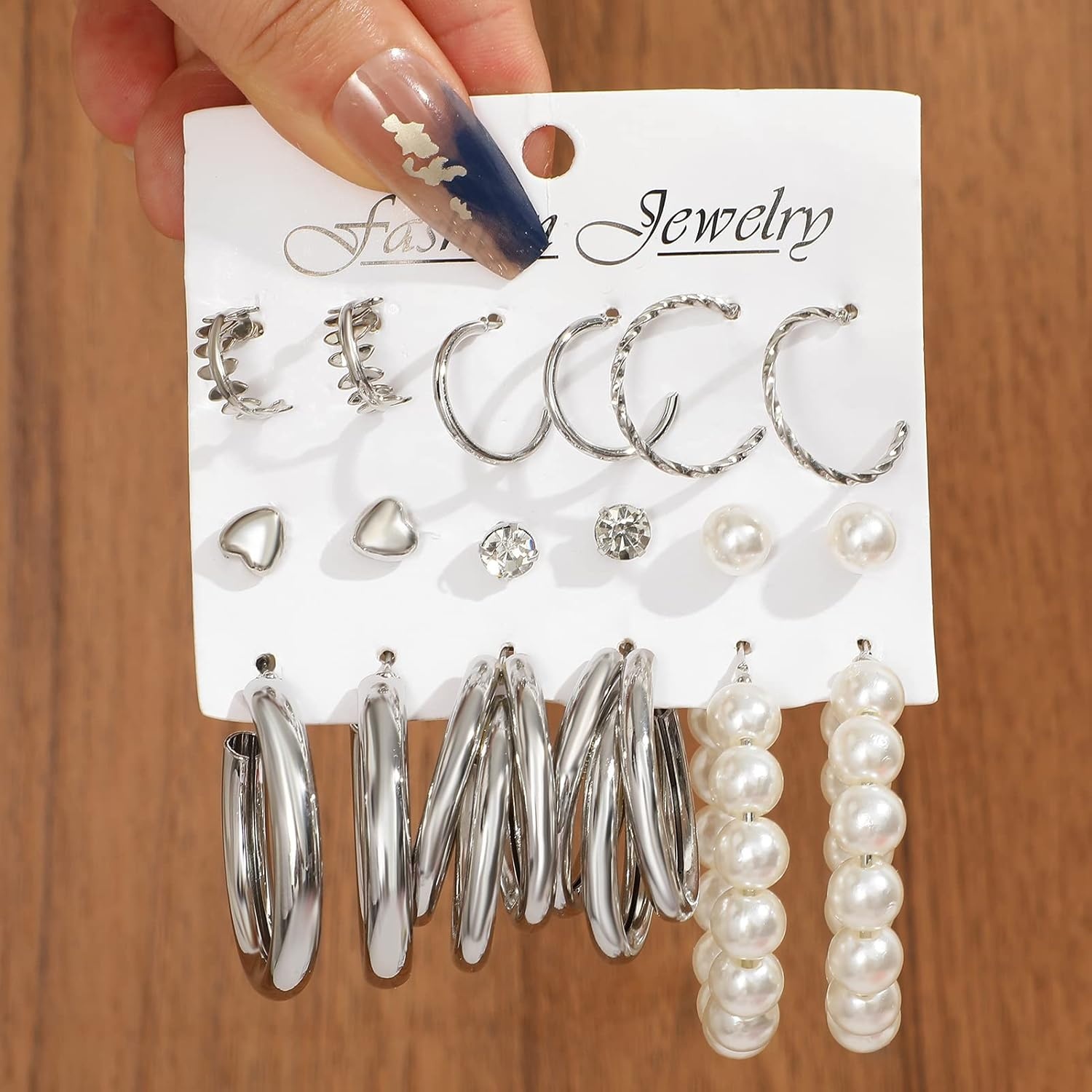 image:imageFAXHION 36 Pairs Gold Earrings Set for Women Fashion Pearl Chain Link Stud Drop Dangle Earrings Multipack Hoop Earring Packs Hypoallergenic Earrings for Birthday Party JewelryBsilver