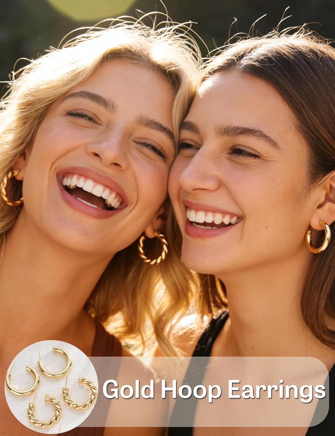 image:imageFAXHION 9 Pairs Gold Hoop Earrings for Women 14K Gold Plated Chunky Hoop Earrings Set Hypoallergenic Thick Lightweight Earring for Womens Jewelry GiftsGold9 pairs