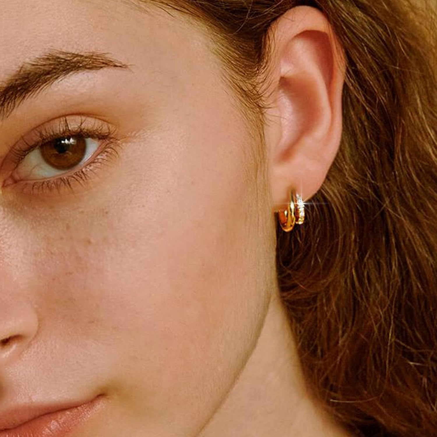image:imageSmall Gold Hoop Earrings for Women Dainty Gold Earrings 14K Gold Plated Hypoallergenic Stud earrings Set Cartilage Earrings for Multiple Piercing for Women 01GoldMoon
