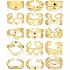 16 pcs gold chunky rings