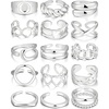 16 pcs silver chunky rings