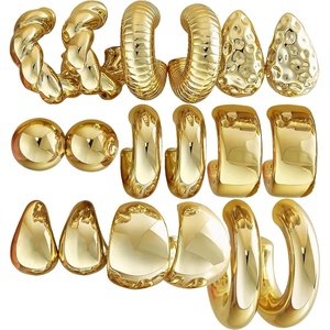 image:image36 Pairs Gold Hoop Earrings Set for Women Fashion Chunky Gold Hoop Earrings Multipack Hypoallergenic Pearl Chain Twisted Statement Earring Pack for Birthday Party JewelryEgold9 pcs
