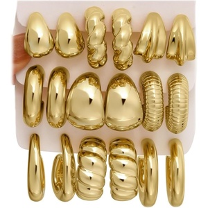 image:image42 Pairs Gold Hoop Earrings Set for Women Hypoallergenic Multipack Small to Chunky Hoops Pearl amp Twisted Trendy Earrings for Everyday Wear amp Mothers Day GiftsGoldChunky9 pairs