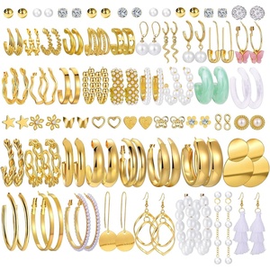 image:image42 Pairs Gold Hoop Earrings Set for Women Hypoallergenic Multipack Small to Chunky Hoops Pearl amp Twisted Trendy Earrings for Everyday Wear amp Mothers Day GiftsGold54 pairs