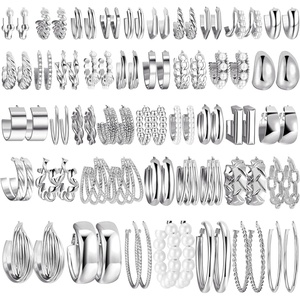 image:image42 Pairs Gold Hoop Earrings Set for Women Hypoallergenic Multipack Small to Chunky Hoops Pearl amp Twisted Trendy Earrings for Everyday Wear amp Mothers Day GiftsSliver42 pair