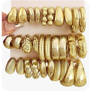 image:image46 Pairs Gold Hoop Earrings Set for Women Fashion Hypoallergenic Chunky Twisted Pearl Stud Earrings Multipack Small Big Hoops Earring Packs Trendy for Christmas Birthday Party Jewelry Gift15 pairs gold