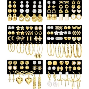 image:image75 Pairs Gold Stud Earrings Set for Women Trendy Hypoallergenic Pearl Cubic Zirconia Multiple Piercings Earrings Packs Stud Hoops Earrings for Gift Jewelrygold stud