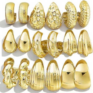 image:image9 Pairs Gold Hoop Earrings for Women Trendy Thick Twisted Gold Earrings Lightweight Chunky Hoop Earring Set Jewelry for GiftsBGold