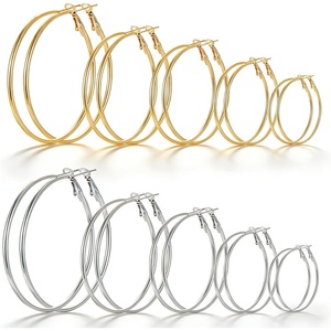 image:image9 Pairs Small GoldSilver Hoop Huggie Earrings Set for Women 14K Gold Plated Chunky Hoop Small Earring Hypoallergenic Thick Open Lightweight Chunky Hoop Earrings Jewelry for Gifts5Gold5Silver