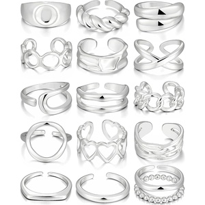 image:imageFAXHION 16 PCS Gold Chunky Rings Set for Women Gold Stackable Open Rings Trendy Dainty Statement Women Rings Pack Jewelry Gifts16 pcs silver chunky rings