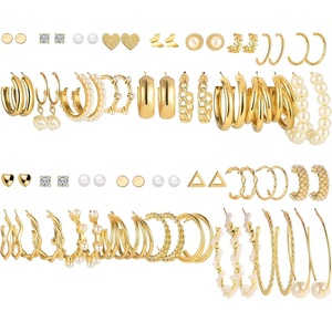 image:imageFAXHION 36 Pairs Gold Earrings Set for Women Fashion Pearl Chain Link Stud Drop Dangle Earrings Multipack Hoop Earring Packs Hypoallergenic Earrings for Birthday Party JewelryAgold