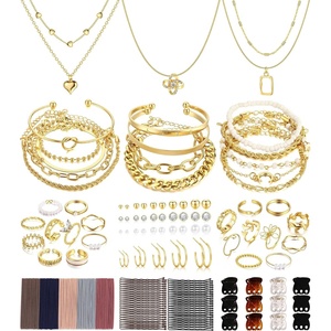 image:imageFAXHION 68 Pcs Gold Jewelry Set for Women with 7 Necklace 17 Bracelet 5 Hoop Earrings 15 Stud Earrings 24 Knuckle Rings for Women Jewelry Set for Womengold women jewelry