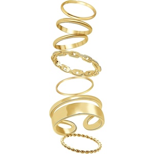 image:imageFAXHION Gold Knuckle Rings Set for Women Snake Chain Stacking Ring Vintage BOHO Midi Rings SIze MixedGold Color