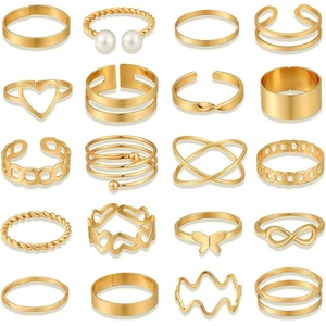 image:imageFAXHION Gold Knuckle Rings Set for Women Snake Chain Stacking Ring Vintage BOHO Midi Rings SIze MixedGold Color B