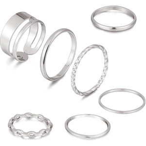 image:imageFAXHION Gold Knuckle Rings Set for Women Snake Chain Stacking Ring Vintage BOHO Midi Rings SIze MixedSilver Color