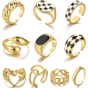 image:imageFAXHION 12PCS Gold Stackable Rings Set for Women 18K Gold Plated Open Stacking Knuckle Ring Adjustable Chunky Signet Band Statement Ring for Gift0Gold 10pcs