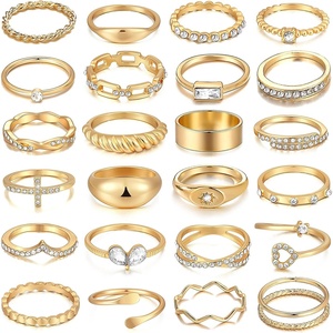 image:imageFAXHION 25 PCS Gold Stackable Rings Set for Women Simple Twist Knuckle Finger Ring Trendy Dainty Stacking Statement Thumb Rings Pack Jewelry GiftAgold