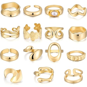image:imageFAXHION 25 PCS Gold Stackable Rings Set for Women Simple Twist Knuckle Finger Ring Trendy Dainty Stacking Statement Thumb Rings Pack Jewelry GiftGoldChunky