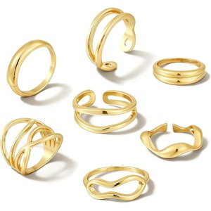 image:imageFAXHION 25 PCS Gold Stackable Rings Set for Women Simple Twist Knuckle Finger Ring Trendy Dainty Stacking Statement Thumb Rings Pack Jewelry GiftGoldIrregular