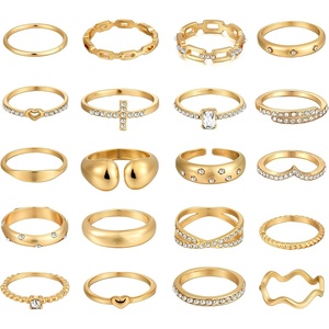 image:imageFAXHION 25 PCS Gold Stackable Rings Set for Women Simple Twist Knuckle Finger Ring Trendy Dainty Stacking Statement Thumb Rings Pack Jewelry GiftGoldZircon